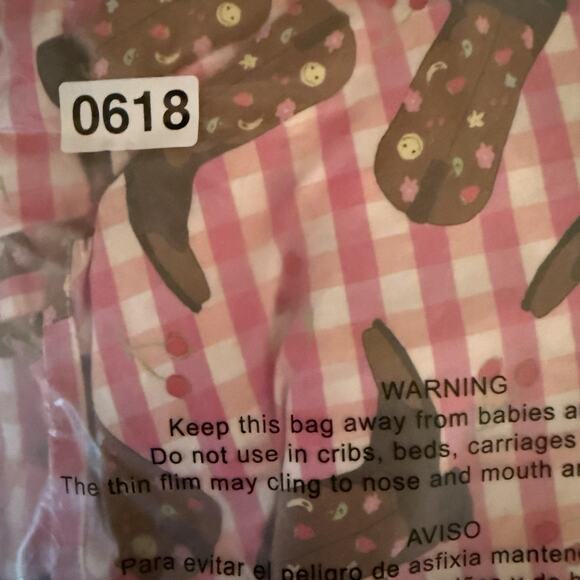 Megan Crosby Babydoll Dress Pink Gingham Cowboy Boots Print Size Large - Picture 12 of 12